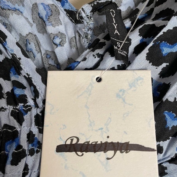 Raviya Dress Beach Resort Cover Up Navy Animal Print Side Slits Popover S New - Picture 9 of 11